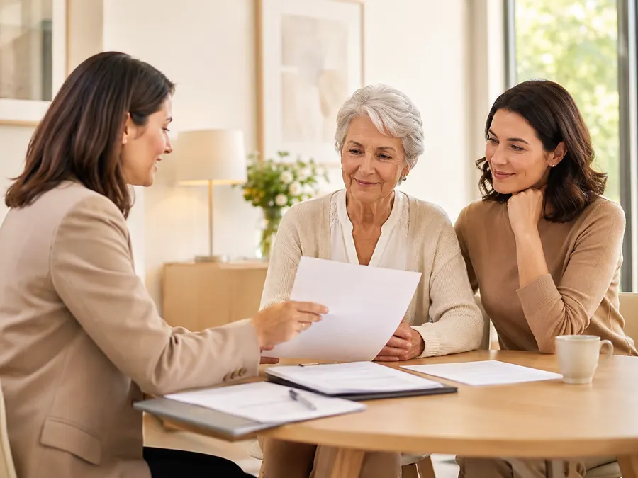 Une conseillère mutualiste accompagne un adhérent senior